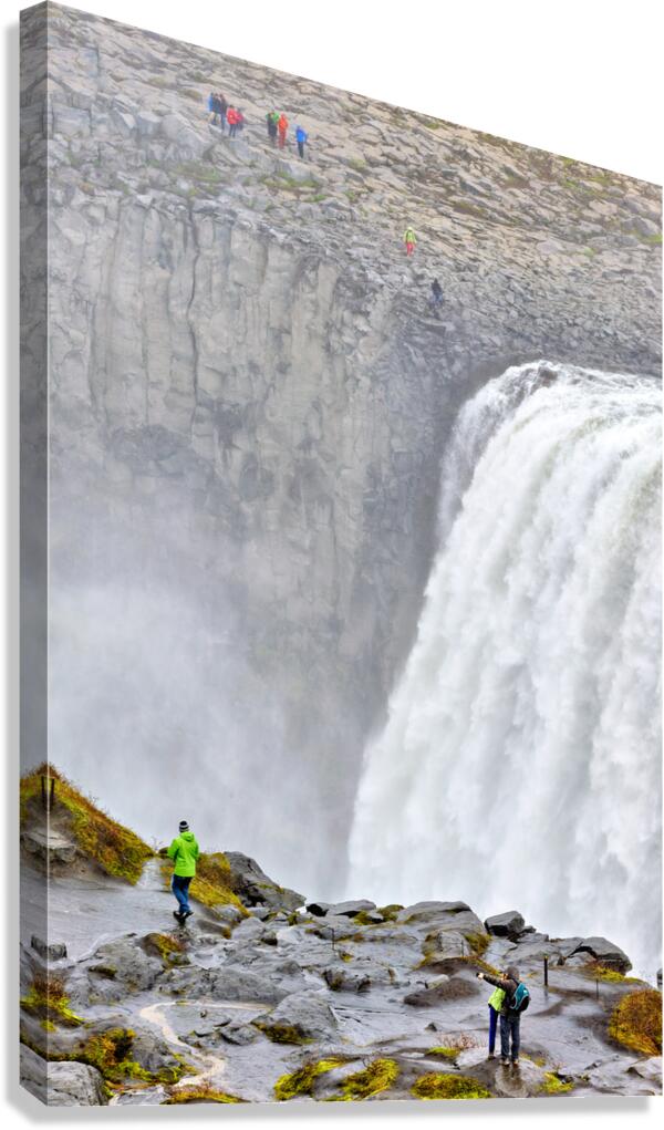 Waterfall view at Dettifoss in Iceland during foggy weather