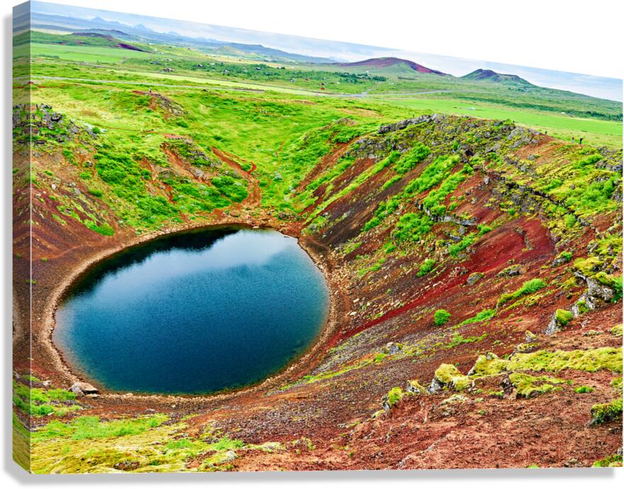 Kerid crater located in Iceland shows a round lake