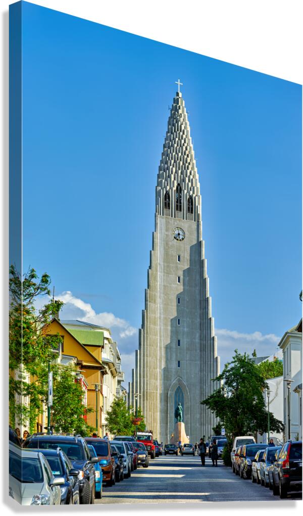 Halgrimskirkja church stands tall in Reykjavik Iceland