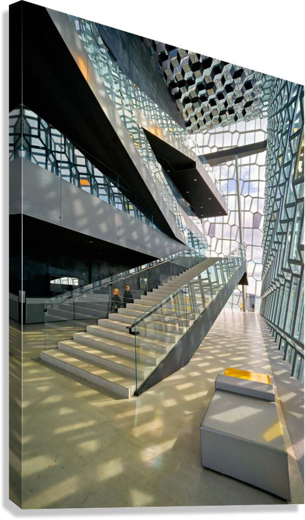 Unique design inside Harpa Opera House in Reykjavik