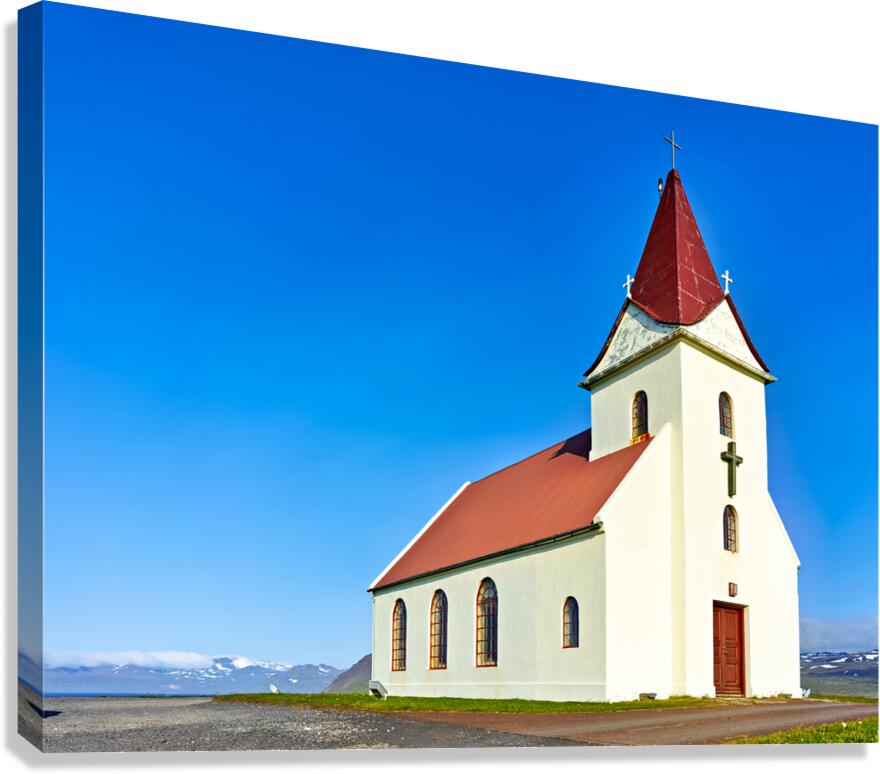 Ingjaldsoll church in Iceland is a mountain landmark