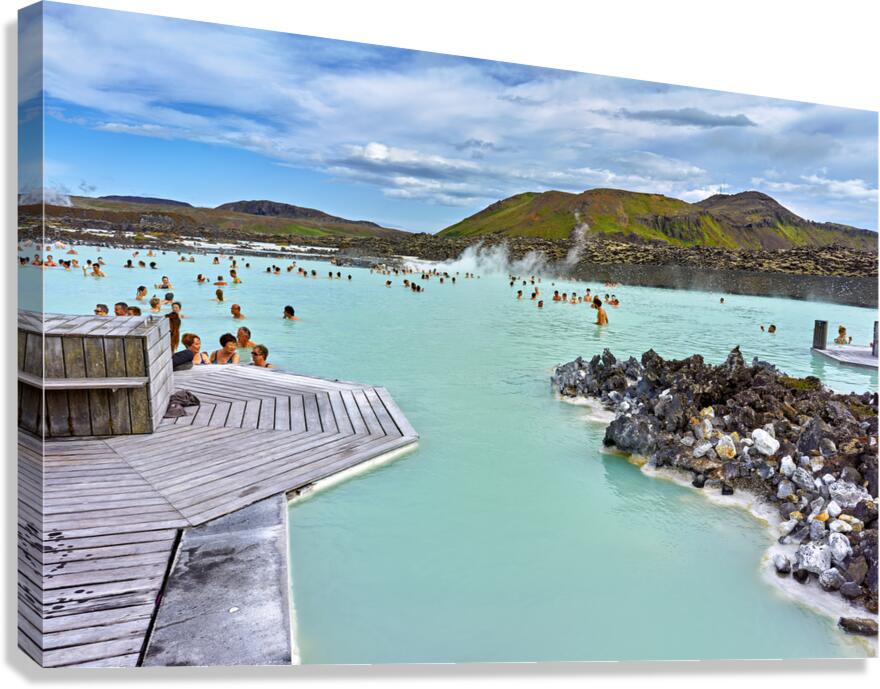Visitors enjoy water at Blue Lagoon spa in Grindavik Iceland