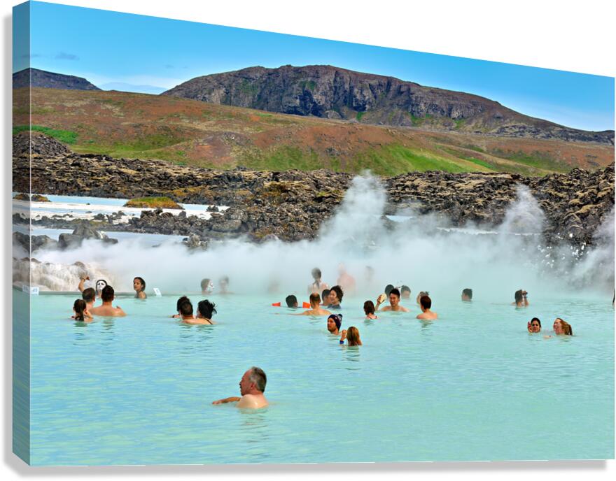 Visitors enjoy the blue lagoon spa in Grindavik Iceland