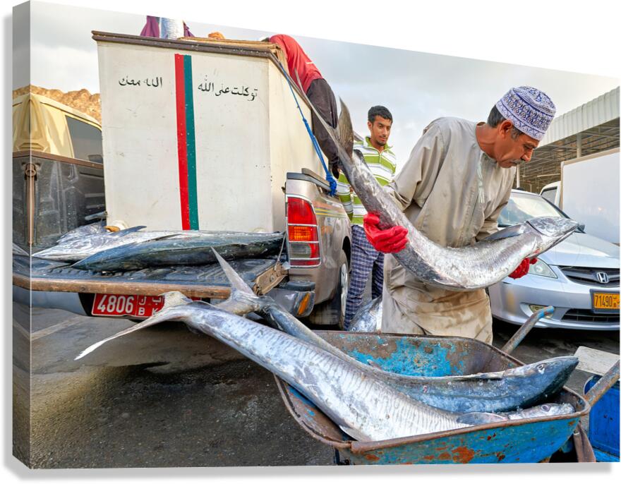 Fish market activity in Muscat Oman during the day
