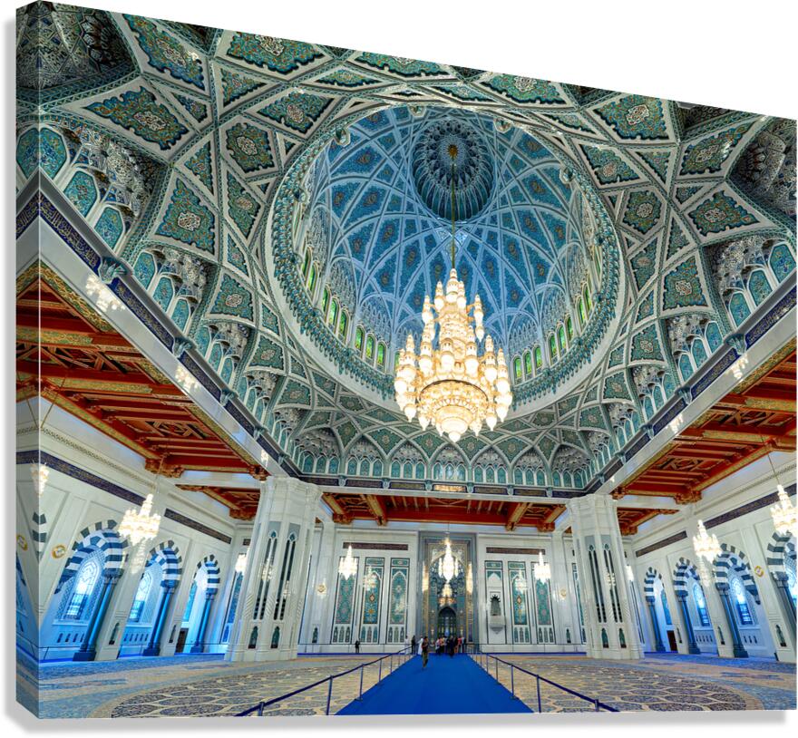 Sultan Qaboos Grand Mosque interior view in Muscat Oman