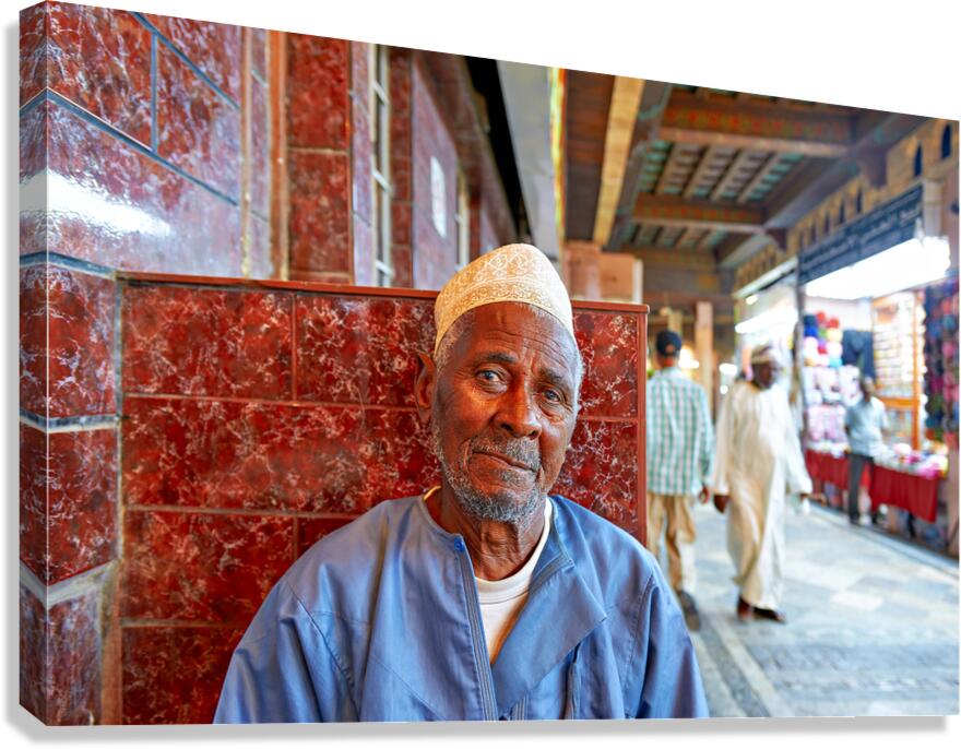 Elderly man resting at the Mutrah Souq in Muscat Oman