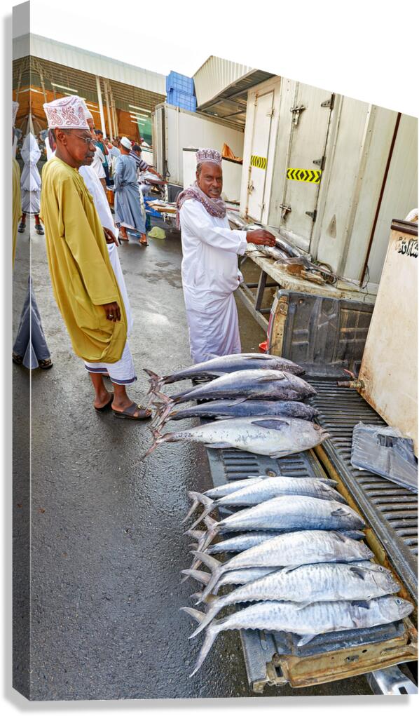 Fish market activity in Muscat Oman shows fresh catch display