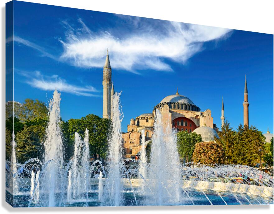 Hagia Sophia Grand Mosque and fountain in Istanbul Turkey