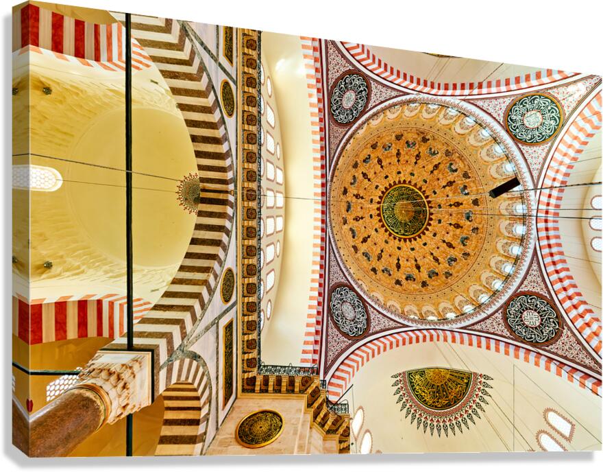 Suleymaniye Mosque ceiling shows dome and architecture details