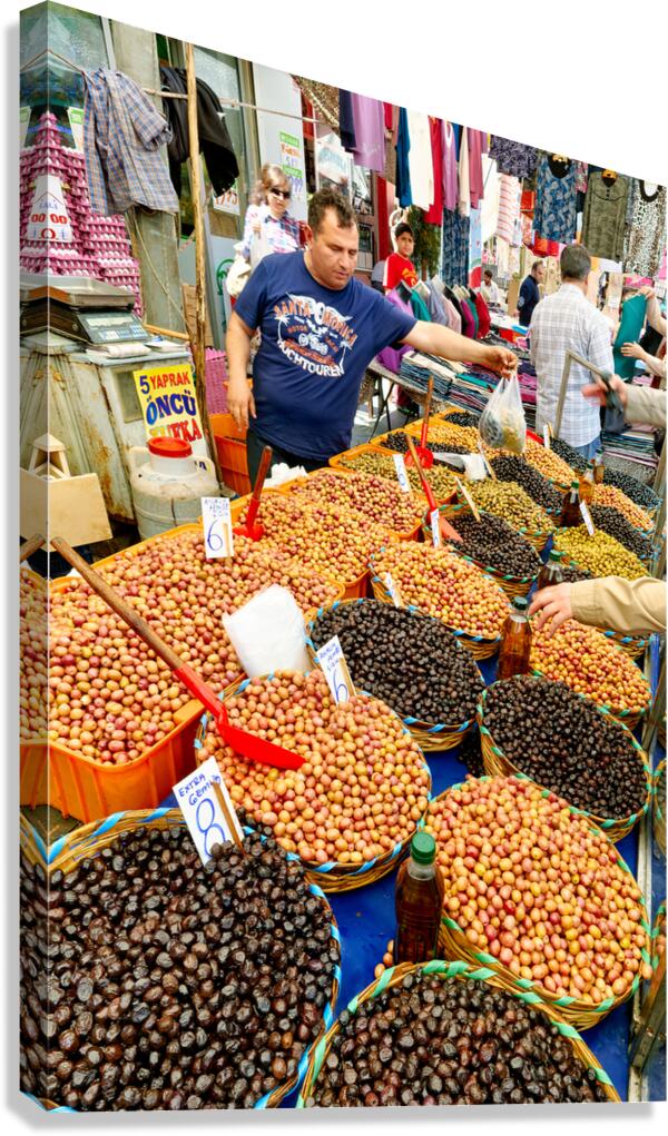 Street market in Istanbul with vendors and various goods