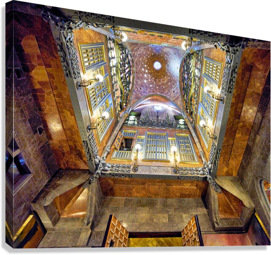 View of interior design in Palau Guell by Gaudi in Barcelona