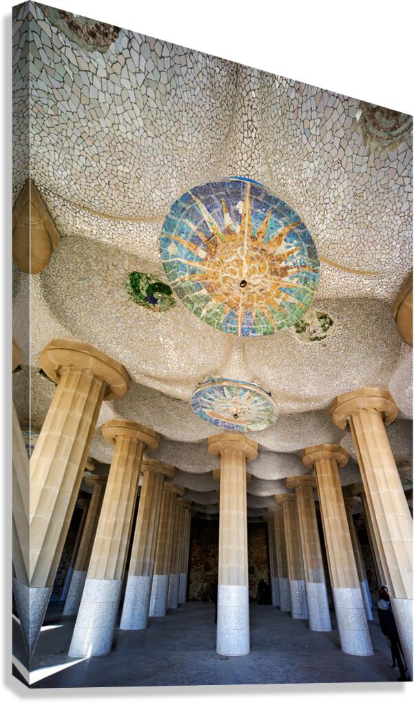Exploring columns and domes in Hypostyle Room at Park Guell