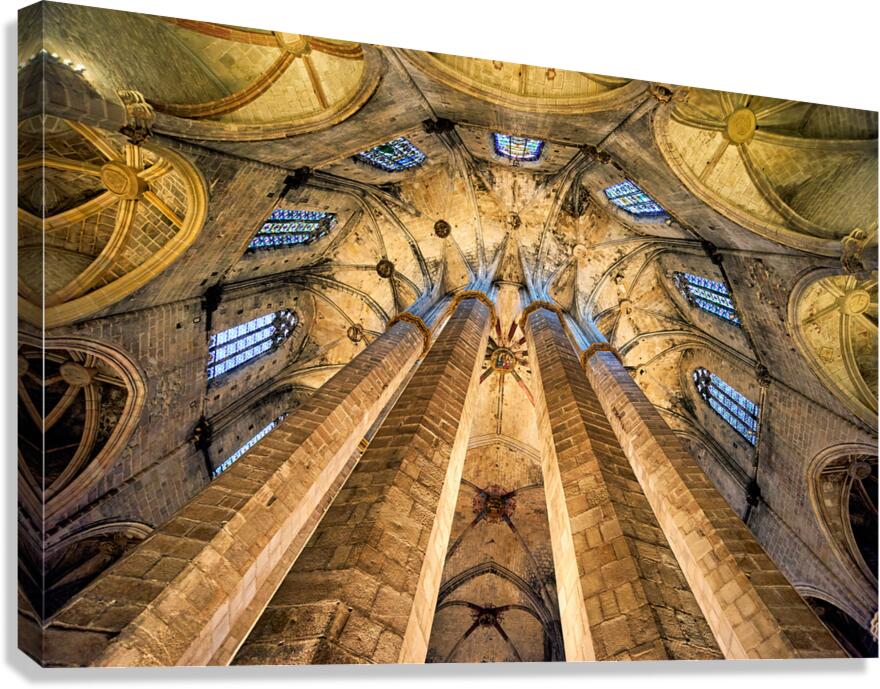 View of the interior columns at Santa Maria del Mar in Barcelona