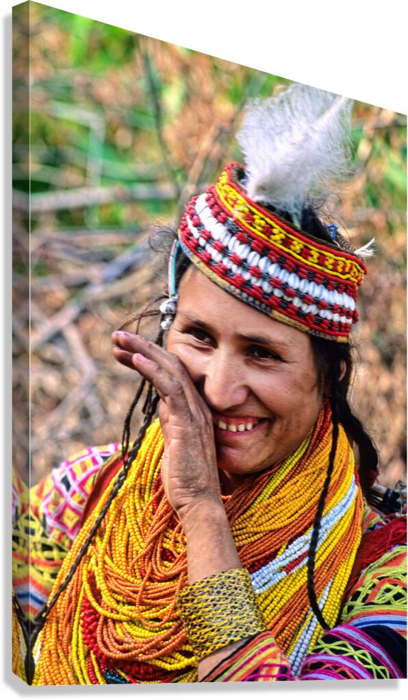 Kalash woman smiles at a cultural event in Pakistan