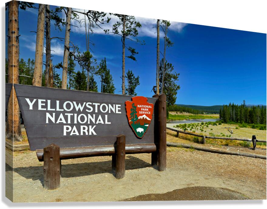 Entrance to yellowstone national park in wyoming usa