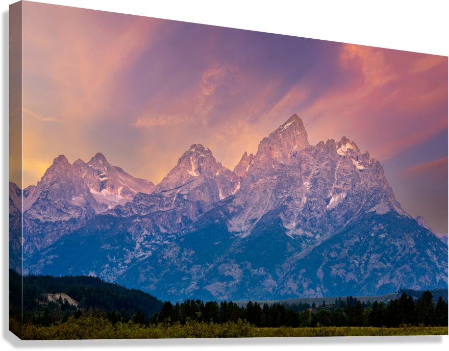 Peaks of Grand Teton National Park in evening light