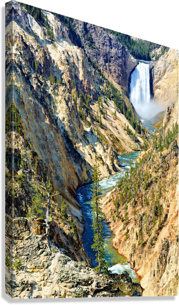 View of Grand Canyon in Yellowstone National Park with waterfall
