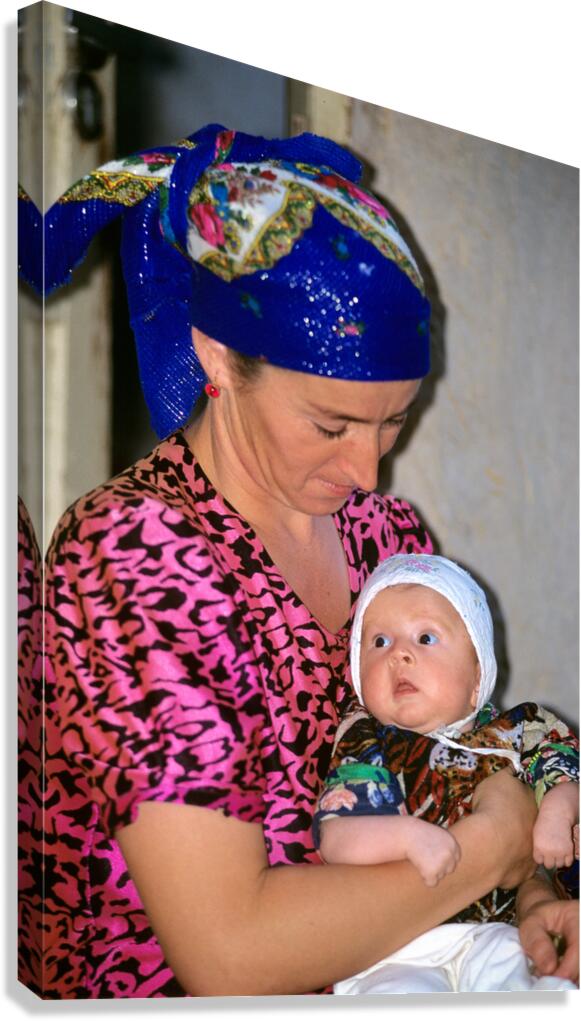 Mother and baby in Khiva Uzbekistan during daily life