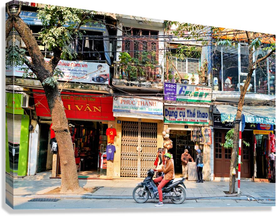 Motorcycle ride on the street in Hanoi Vietnam