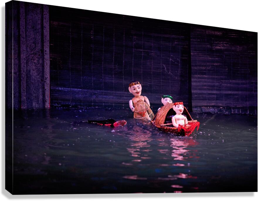 Vietnamese water puppetry show in Hanoi with puppets on water