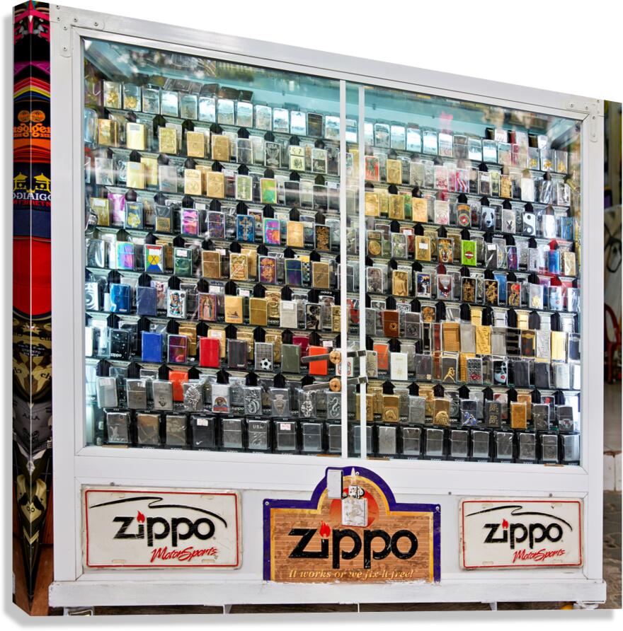 Collection of Zippo lighters in Ho Chi Minh City shop