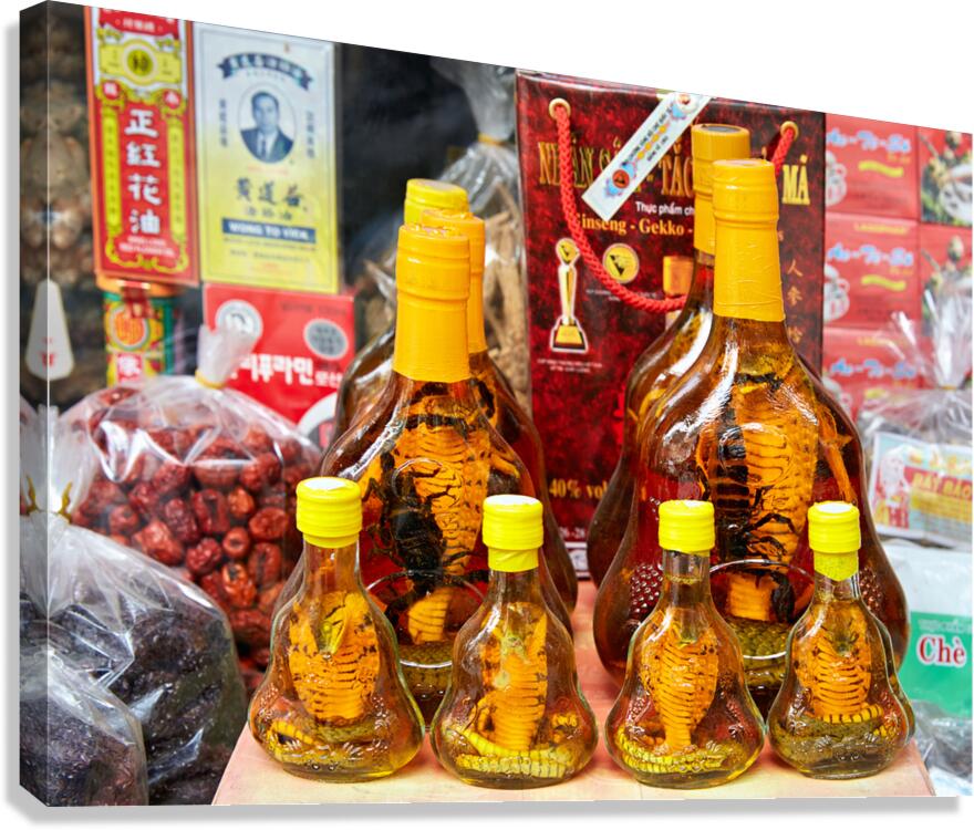 Bottles of snake alcohol in Ho Chi Minh City market