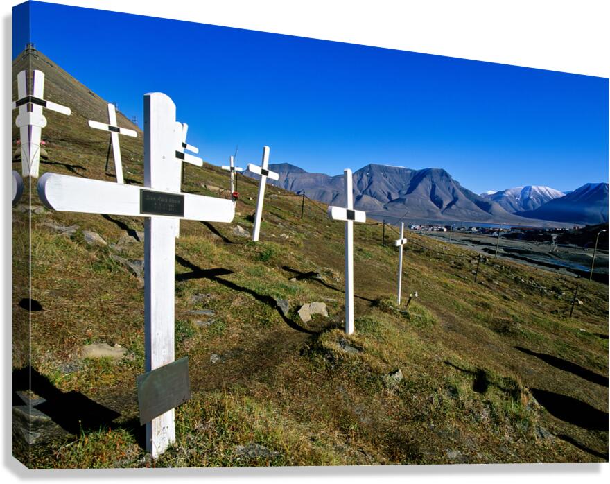 Grave markers in Longyearbyen Svalbard Archipelago Norway