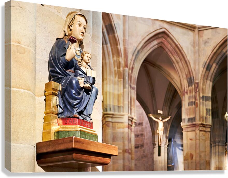 Bilbao cathedral displays a wooden statue of Mary and child