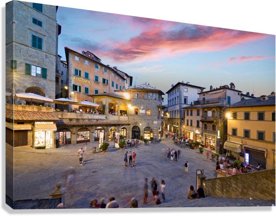Piazza della Repubblica in Cortona at sunset