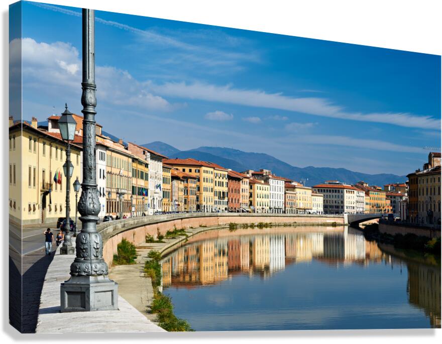 Pisa Italy along the Arno river on a sunny day