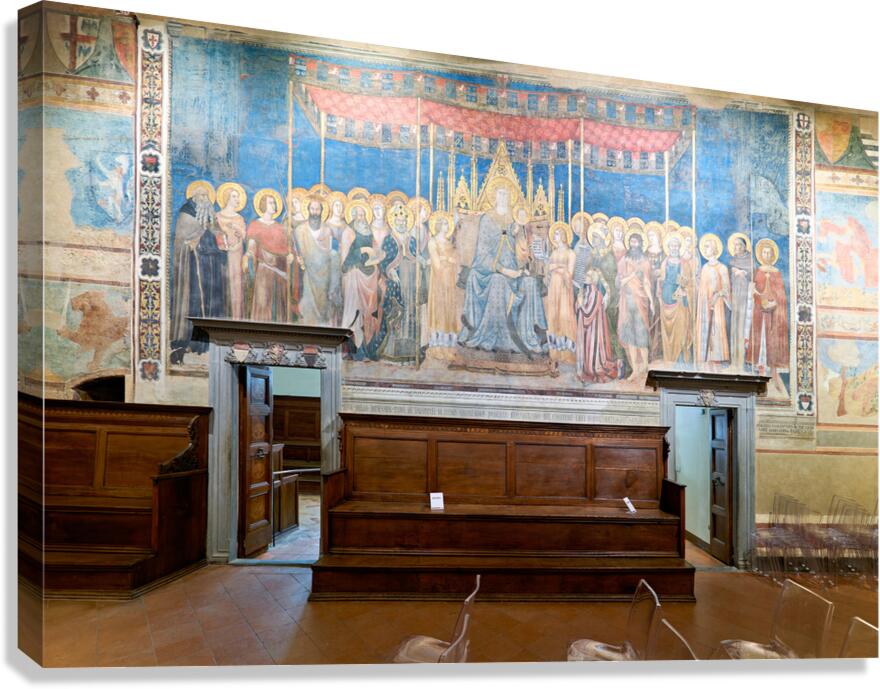 Frescoes in council room at palazzo comunale in san gimignano
