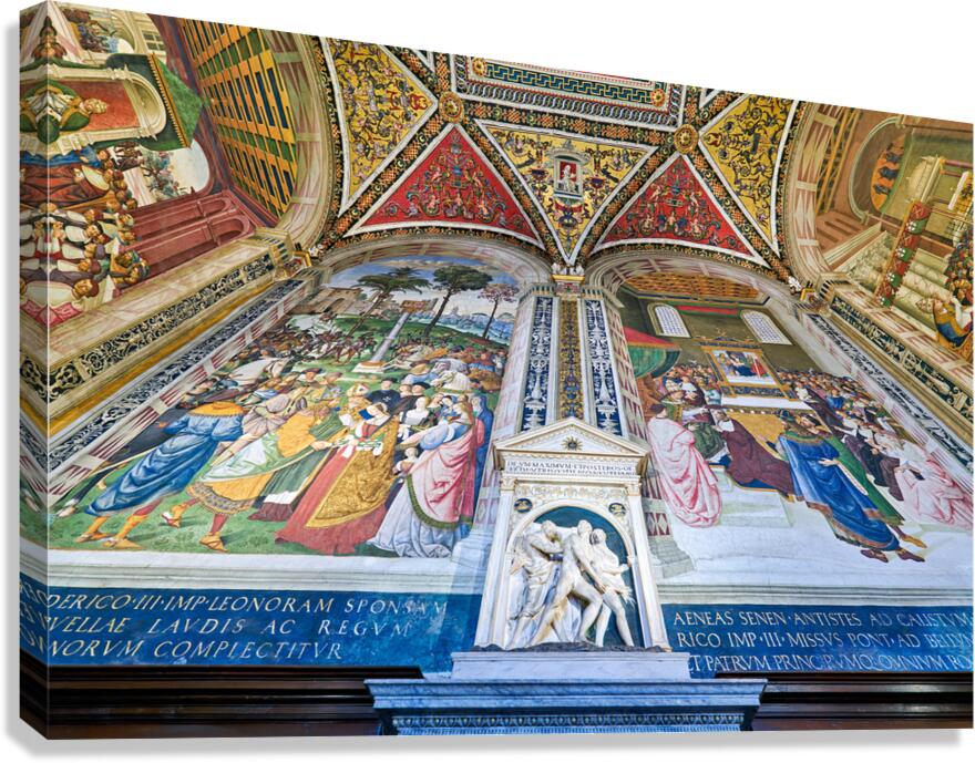 Frescoes in piccolomini library at siena cathedral