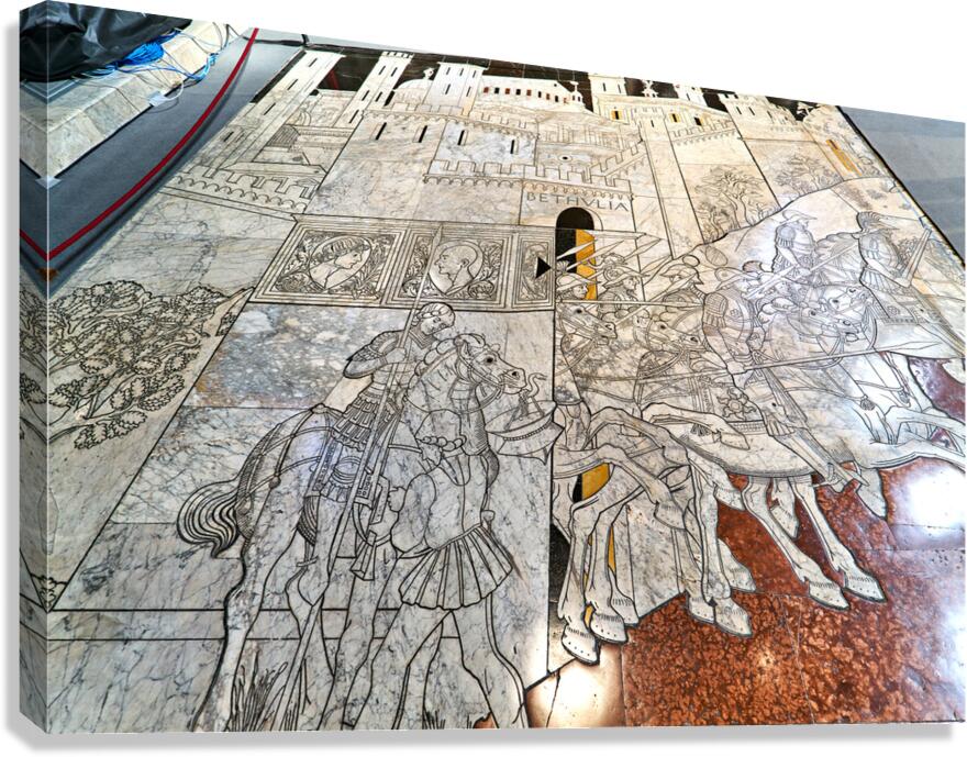 Marble mosaic floor inside Siena Cathedral in Tuscany Italy