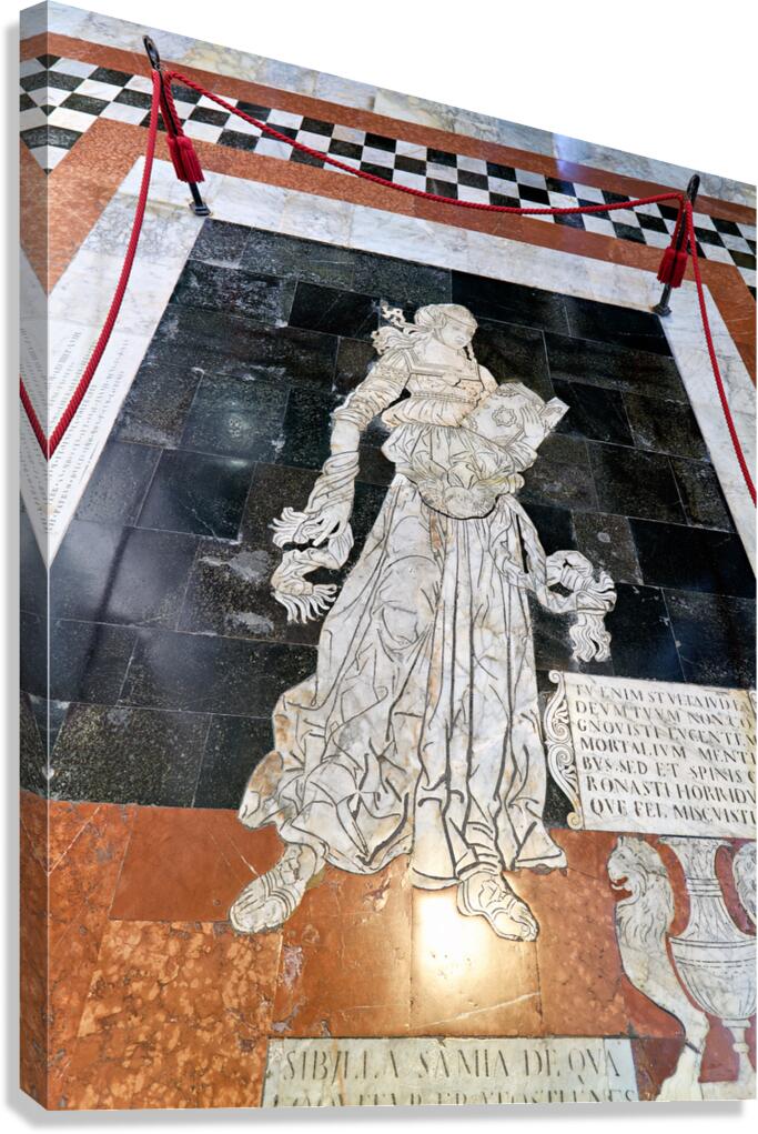 Marble mosaic floor in Siena Cathedral highlighting detail
