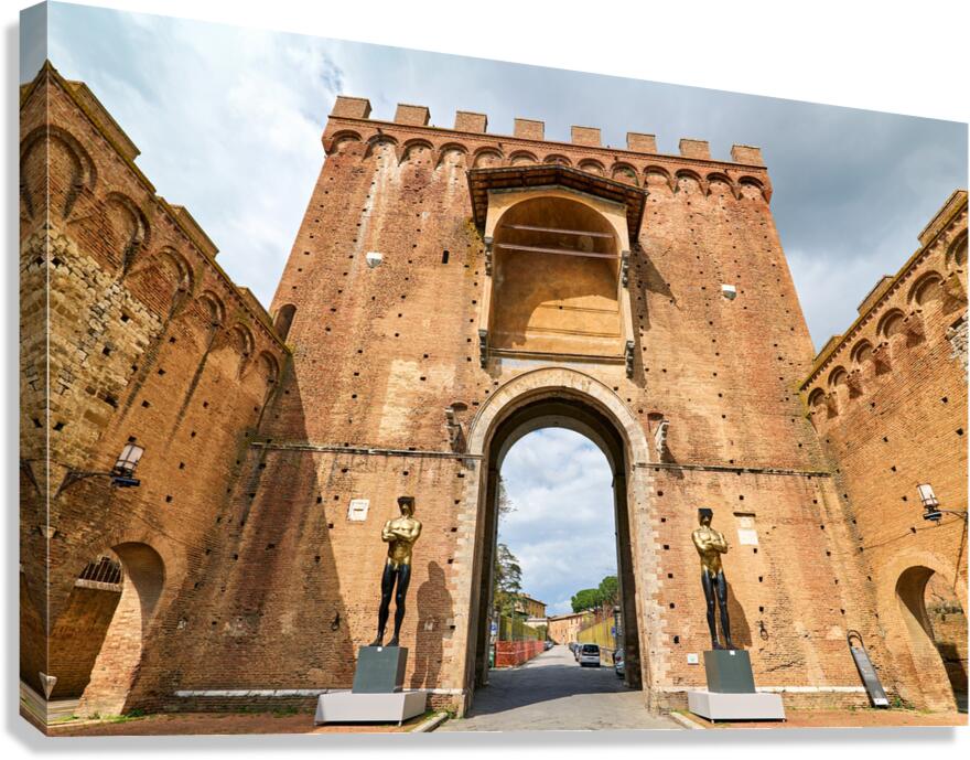 Porta Romana gate in Siena Tuscany Italy shows history and art