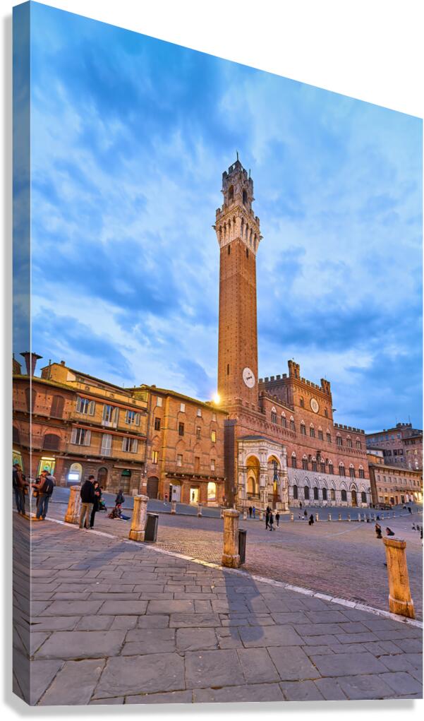Sunset view of Piazza del Campo in Siena Tuscany Italy