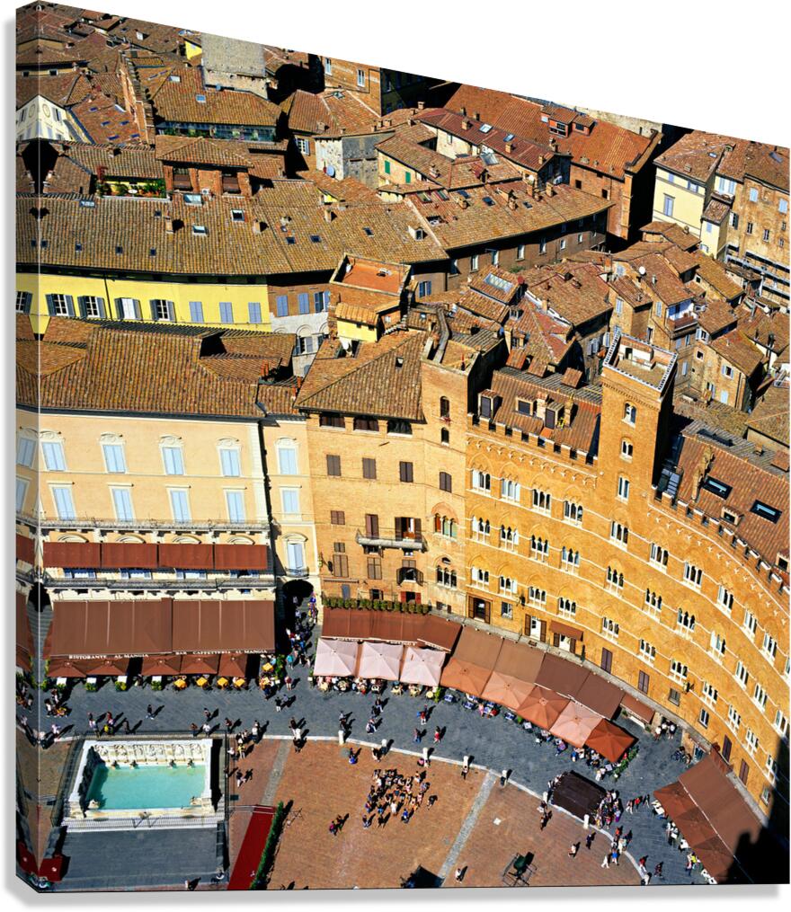 View of Piazza del Campo in Siena Tuscany Italy from above