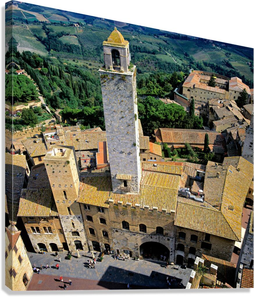 View of San Gimignano in Tuscany from above during the day