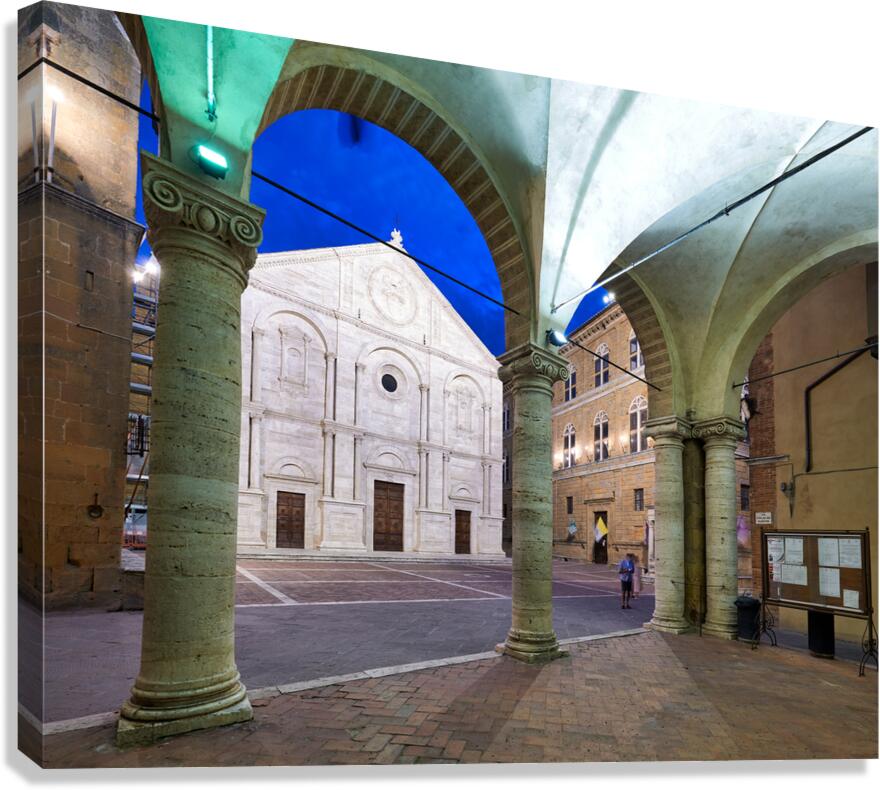 Piazza Pio II square at sunset in Pienza Val dOrcia Italy