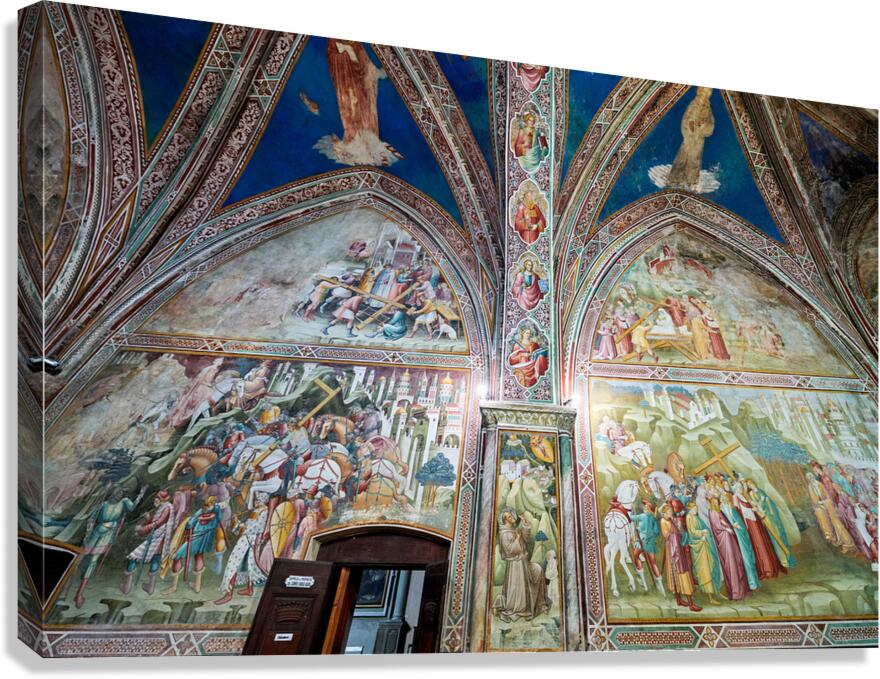 Frescos in the chapel of the daily cross in volterra italy