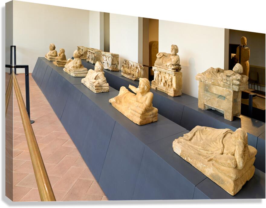 Cinerary urns in the Guarnacci Museum of Etruscan artifacts