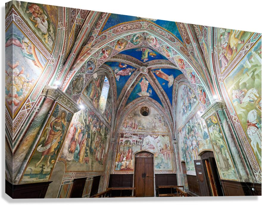 Frescos in the chapel of the daily cross in volterra tuscany