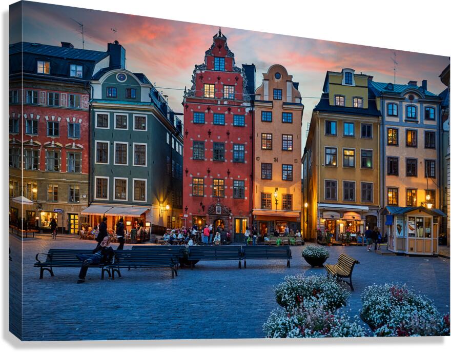 Enjoying evening at Stortorget square in Gamla Stan Stockholm