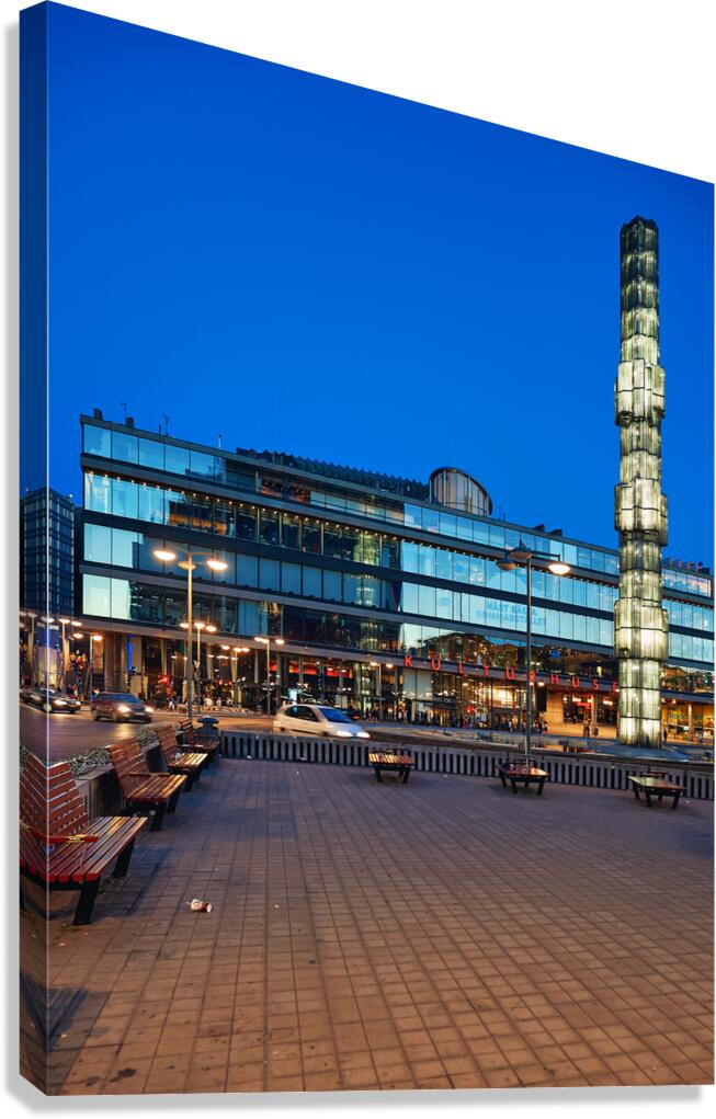 Evening scene of Sergels Torg and Kulturhuset in Stockholm