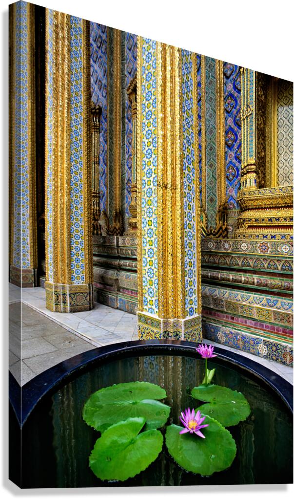 Wat Phra Kaew Temple with lotus flowers in Bangkok