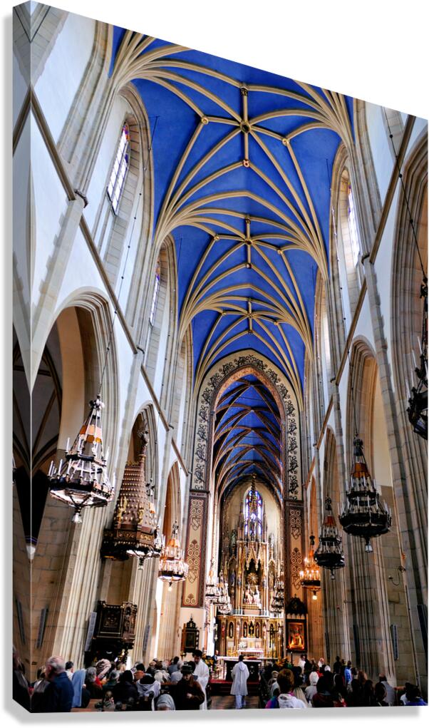 People gather inside St