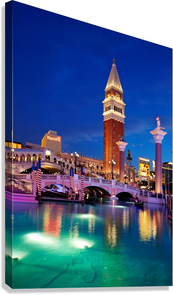 Sunset view of the Venetian Hotel in Las Vegas Nevada