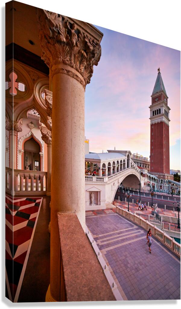 Venetian Hotel in Las Vegas at sunset with architecture views