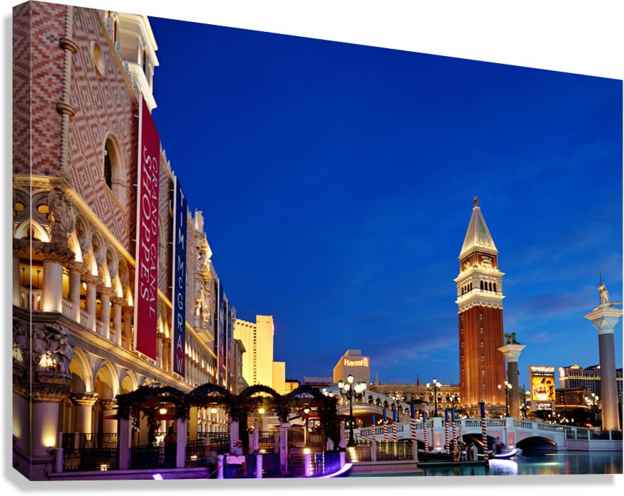 Sunset view of Venetian Hotel in Las Vegas Nevada