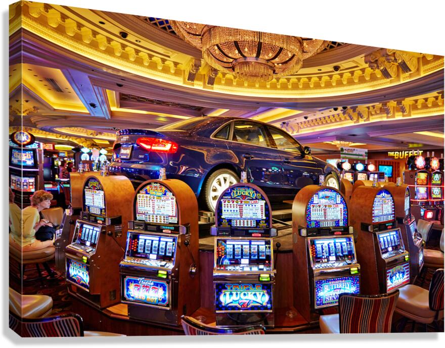 Unique casino display with a car on top of slot machines
